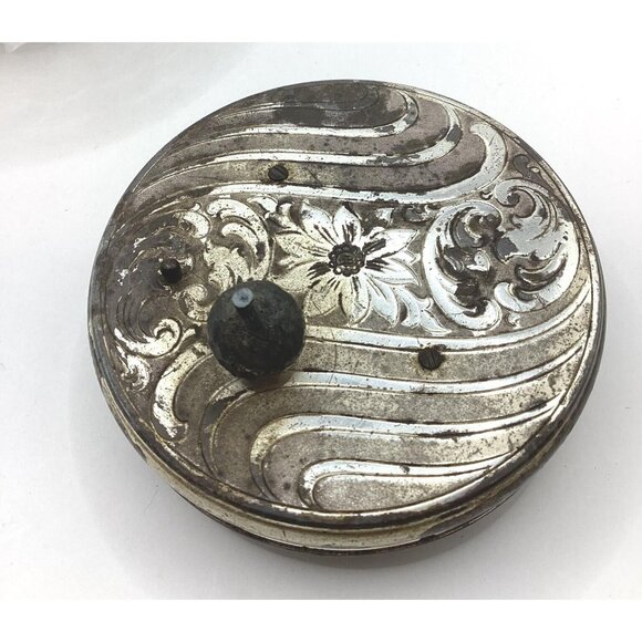 1940-50s Musical Cut Glass Powder Vanity Jar West Germany Silver RARE - Picture 6 of 11